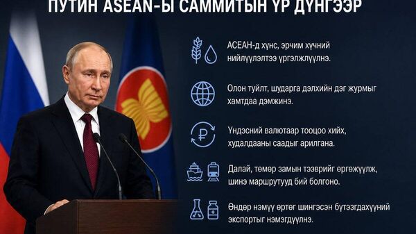 🇷🇺 Путин: ОХУ АСЕАН-ы орнуудад эрэлттэй байгаа хүнс, эрчим хүчний бүтээгдэхүүний нийлүүлэлтээ үргэлжлүүлнэ гэж мэдэгдлээ - Sputnik Монгол Улс