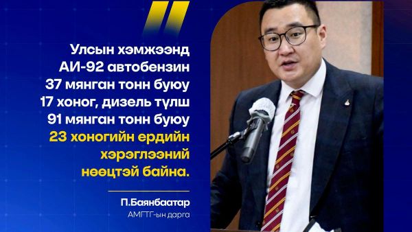 ⛽ Монгол Улсын хэмжээнд АИ-92 автобензин 37 мянган тонн буюу 17 хоног, дизель түлш 91 мянган тонн буюу 23 хоногийн ердийн хэрэглээний нөөцтэй байна - Sputnik Монгол Улс