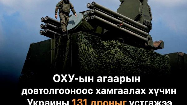 🇷🇺ОХУ-ын Батлан хамгаалах яамны мэдээлснээр, өнгөрсөн шөнө Оросын бүс нутгуудын дээгүүр ниссэн Украины 131 нисгэгчгүй төхөөрөмжийг агаарын довтолгооноос хамгаалах системээр устгажээ - Sputnik Монгол Улс