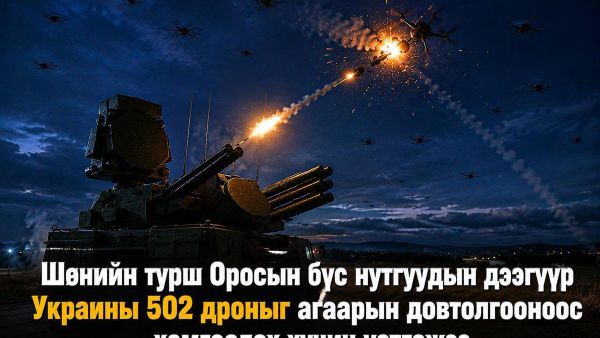🇷🇺 ОХУ-ын Батлан хамгаалах яамны мэдээлснээр, өнгөрсөн шөнө Оросын бүс нутгуудад чиглэсэн Украины 502 нисгэгчгүй онгоцыг агаарын довтолгооноос хамгаалах хүчнийхэн устгасан байна - Sputnik Монгол Улс
