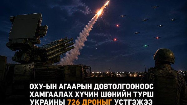 🇷🇺 ОХУ-ын агаарын довтолгооноос хамгаалах хүчин шөнийн турш Украины 726 дроныг устгасан талаар Батлан хамгаалах яам мэдээлжээ 🇷🇺 ОХУ-ын агаарын довтолгооноос хамгаалах хүчин шөнийн турш Украины 726 дроныг устгасан талаар Батлан хамгаалах яам мэдээлжээ - Sputnik Монгол Улс