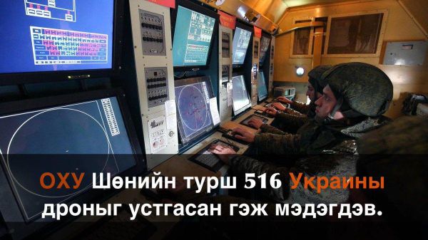 🚨🇷🇺 ОХУ-ын Батлан хамгаалах яамны мэдээлснээр, агаарын довтолгооноос хамгаалах хүчнийхэн шөнийн турш 516 Украины дроныг устгасан байна - Sputnik Монгол Улс
